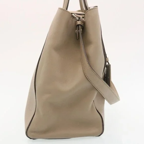FENDI Hand Bag Leather 2way Shoulder Bag Gray Auth am2118g
